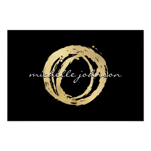 Poster Luxe Faux Gold Peint Cercle Designer logo noir (Devant)