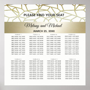 Poster luxe géométrique or moderne /mariage blanc