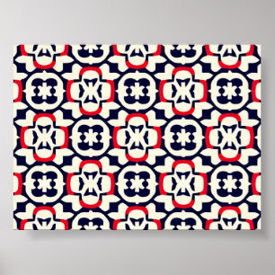 Poster Luxe Motif rouge blanc et bleu