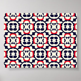 Poster Luxe Motif rouge blanc et bleu