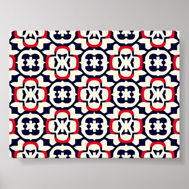 Poster Luxe Motif rouge blanc et bleu (Devant)