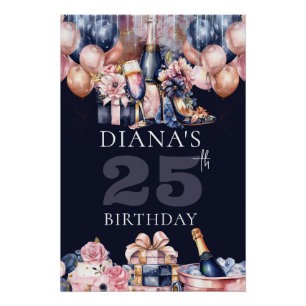 Poster Luxe Toute Année Anniversaire Personnalisé