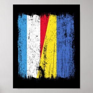 Poster Luxembourg Ukraine Demi-drapeau Luxembourgeois Ukr