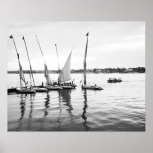 Poster Luxor Egypt, Feluccas sur le Nil