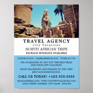 Poster Luxor Temple, Egypte, Agence de Voyage Publicité