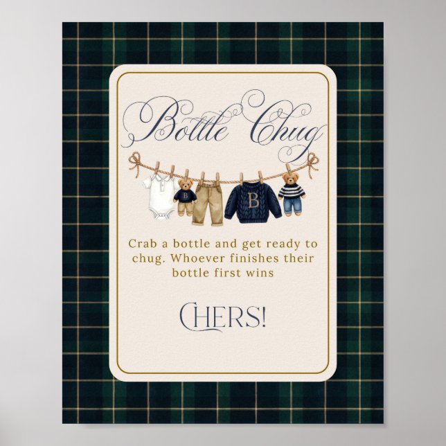 Poster Luxsary  Bear Plaid Baby Shower Bottle Chug (Devant)