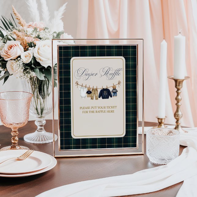 Poster Luxsary  Bear Plaid Baby Shower Diaper Raffle (Créateur téléchargé)