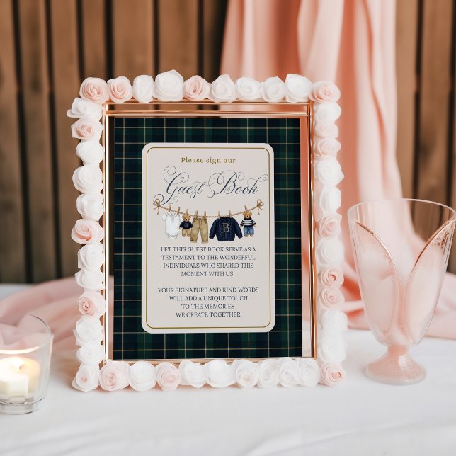 Poster Luxsary  Bear Plaid Baby Shower Guest Book (Créateur téléchargé)