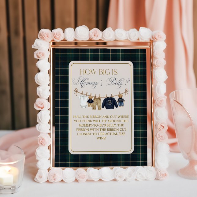 Poster Luxsary  Bear Plaid Baby Shower Mom Belly Game (Créateur téléchargé)