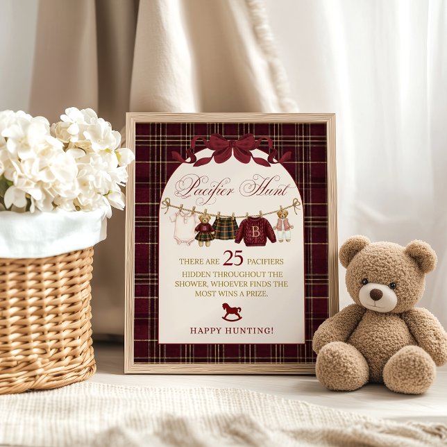 Poster Luxsary Teddy Baby Shower Girl Plaid FInd Pacifier (Créateur téléchargé)