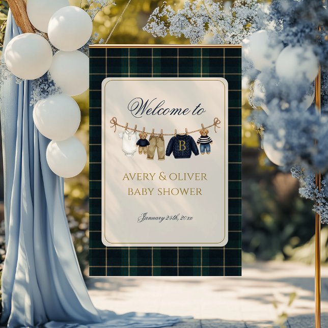 Poster Luxsary Teddy Bear Plaid Baby Shower  (Créateur téléchargé)