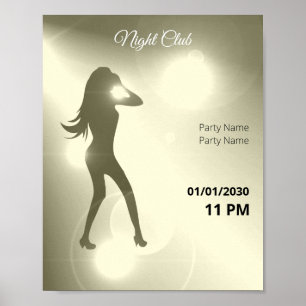 Poster Luxueux Jaune brillant fille dansante Silhouette