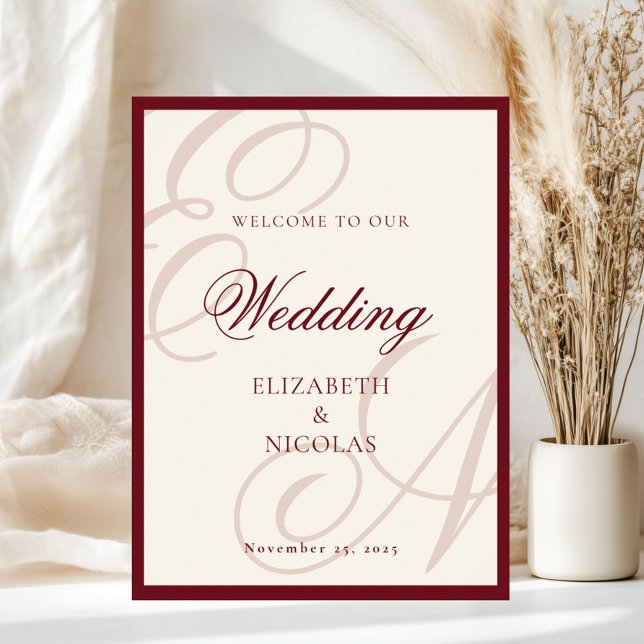 Poster Luxury Old Money Monogram Wedding Welcome (Créateur téléchargé)