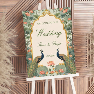Poster Luxury Pichwai Indian Wedding Welcome Sign