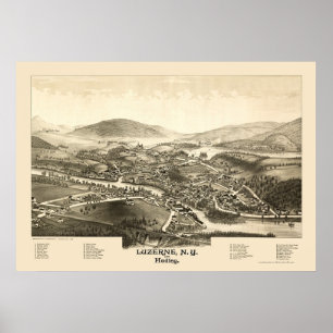 Poster Luzerne et Hadley, carte panoramique de NY - 1887