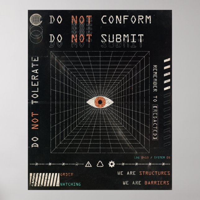 Poster L'Watcher - Techno-Brutalist Streetwear Design (Devant)