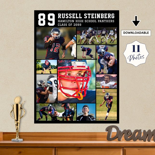 Poster Lycée Sports Senior 11 Photo Collage Grad Fo (Créateur téléchargé)