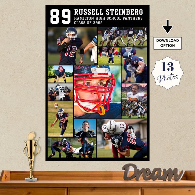 Poster Lycée Sports Senior 13 Photo Collage Grad (Créateur téléchargé)