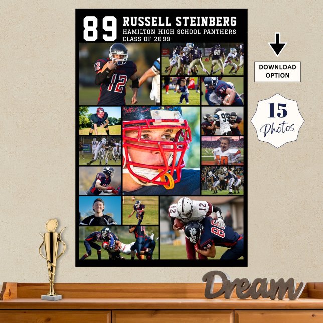 Poster Lycée Sports Senior 15 Photo Collage Grad (Créateur téléchargé)