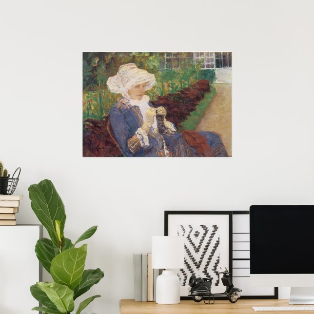 Poster Lydia Crocheting en Jardin à Marly, Mary Cassatt (Bureau à domicile)