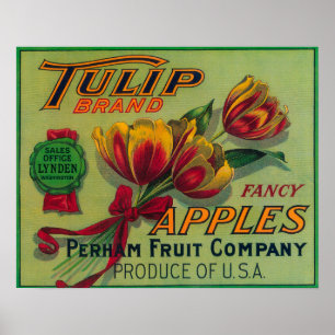 Poster Lynden, Washington Tulip Étiquette Apple Crate