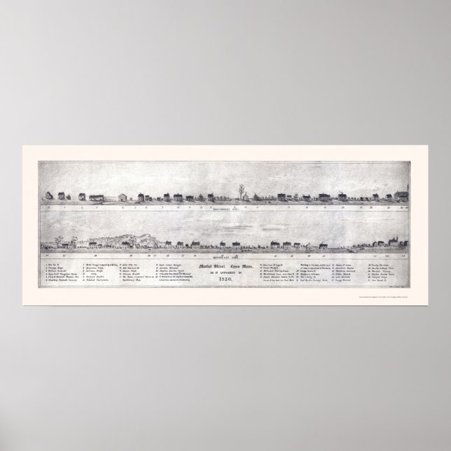 Poster Lynn, MA Carte panoramique - 1820 (Devant)