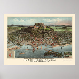 Poster Lynn, MA Carte panoramique - 1881