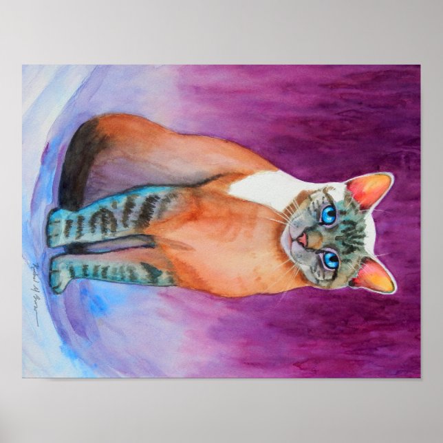 Poster Lynx Point Siamese Cat Study (Devant)
