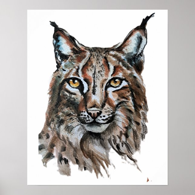 Poster Lynx - Spirit Animal, Aquarelle Totem Joga Guide (Devant)