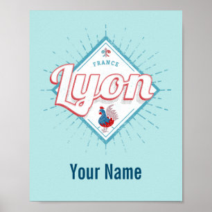 Poster Lyon ville France roster rétro souvenir vintage