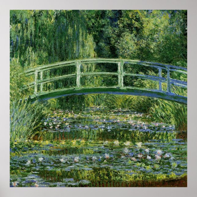 Poster Lys à eau Claude Monet et pont japonais (Devant)