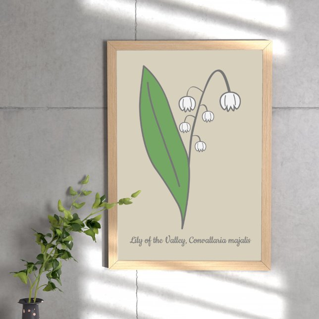 Poster Lys botanique de la Fleur de Vallée Pastel (Botanical Lily of the Valley Poster)