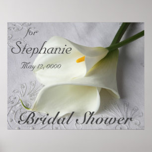 Poster Lys calla blancs sur du lin