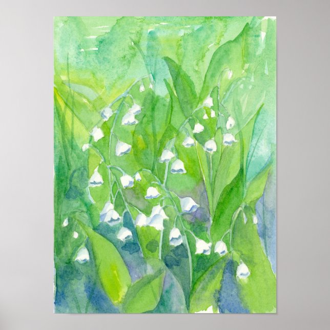 Poster Lys de la Vallée Fleurs aquarelles (Devant)