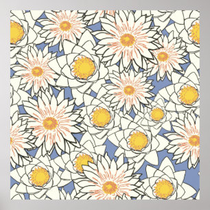 Poster Lys de lotus motifs à fleurs