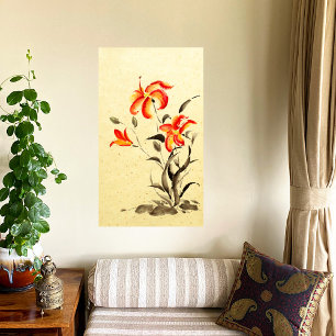 Poster Lys de tigre - rouge