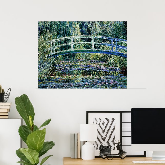 Poster Lys d'eau et pont japonais (Bureau à domicile)