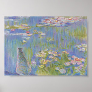 Poster Lys et chat Oscar-Claude Monet