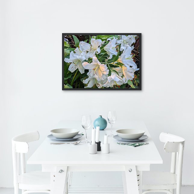 Poster Lys orientaux blancs fleurissent floraux (In Situ)
