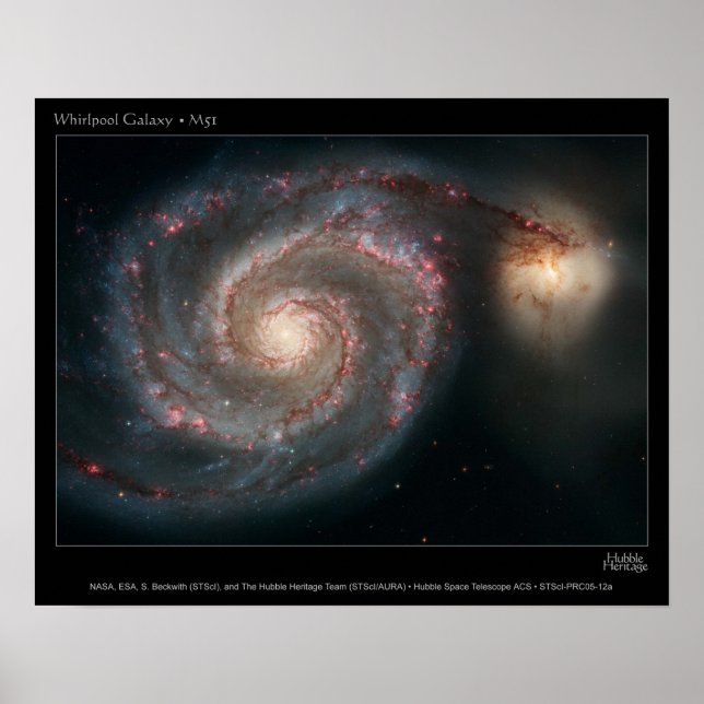 Poster M51 Whirlpool et galaxies associées (Devant)