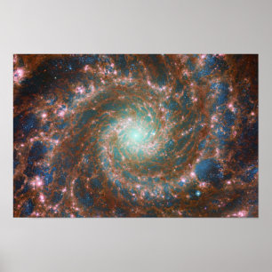 Poster M74 Galaxie spirale   NGC 628   Hubble & JWST