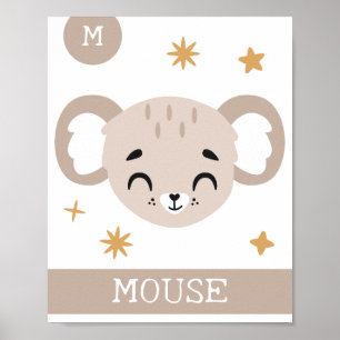 Poster M est pour la souris, la crèche, la chambre, l'art