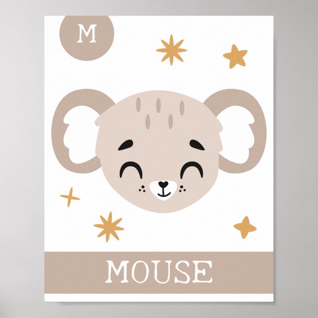 Poster M est pour la souris, la crèche, la chambre, l'art (Devant)