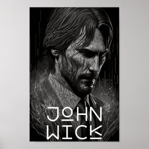 Poster m. John Wick - Style foncé