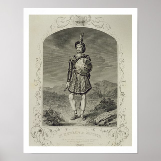 Poster M. Macready en tant que Macbeth, Acte I Scène 3, d (Devant)