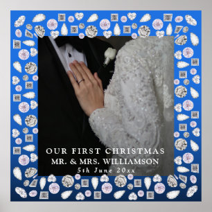 Poster M. Mme First Christmas Photo Mariage Carré Sticke