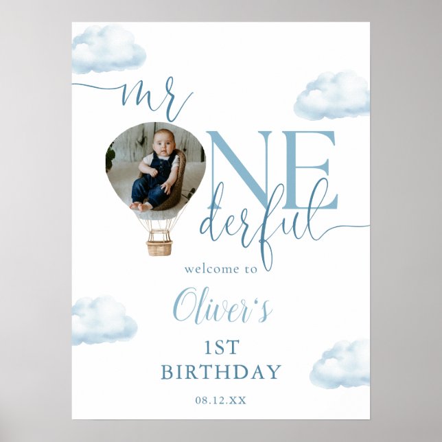 Poster M. Onederful Photo Balloon 1er anniversaire Bienve (Devant)