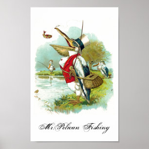 POSTER M. PELICAN FISHING