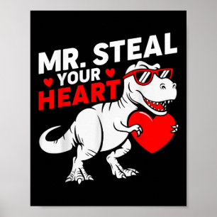 Poster M. Steal Your Heart Valentine Day Dinosaur Boys