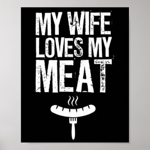 Poster Ma Femme Aime Ma Viande Drôle Grillation Barbecue